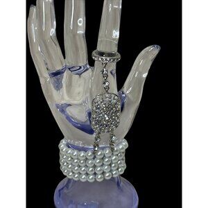 Rhinestone & Faux Pearl Gracie Slave Bracelet